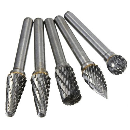 Drillpro RB29 5pcs 6mm Shank Tungsten Carbide Burr Rotary Cutter file Set Engraving Tool 5