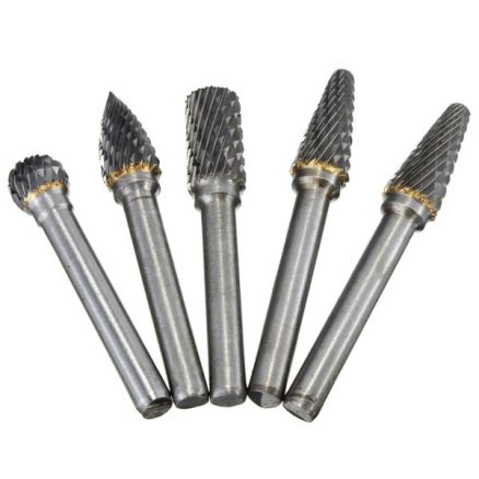 Drillpro RB29 5pcs 6mm Shank Tungsten Carbide Burr Rotary Cutter file Set Engraving Tool 7