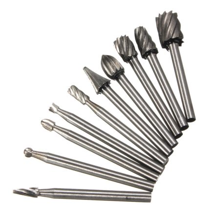 10pcs 1/8 Inch Shank Milling Rotary File Burrs Bit Set Wood Carving Rasps Router Bits Grinding Head 3