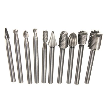 10pcs 1/8 Inch Shank Milling Rotary File Burrs Bit Set Wood Carving Rasps Router Bits Grinding Head 6