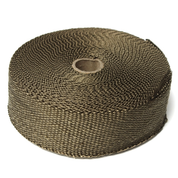 50mmx15m Exhaust Heat Wrap Insulation Pipe Tape Titanium Glass Fiber With 6 Stainless Ties 2