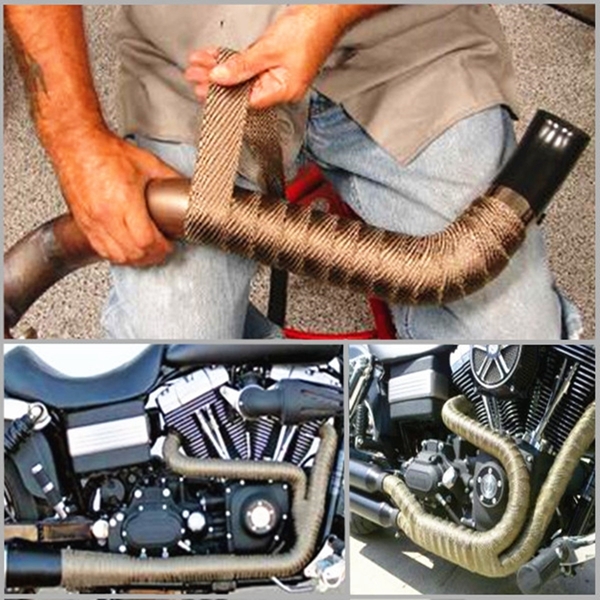 50mmx15m Exhaust Heat Wrap Insulation Pipe Tape Titanium Glass Fiber With 6 Stainless Ties 2 50mmx15m Exhaust Heat Wrap Insulation Pipe Tape Titanium Glass Fiber With 6 Stainless Ties - Image 2