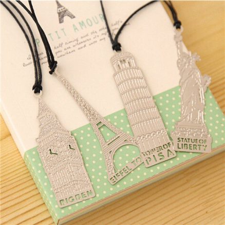 Metal Bookmark Travel Theme Note Memo Paper Marker Stationery Novelty Creative Gift 3