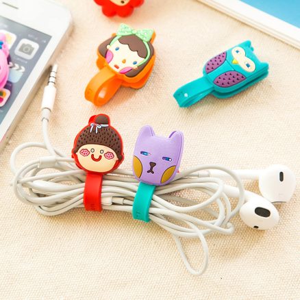 2Pcs Cable Earphome Cord Wrap Cartoon Organizer Holder Silicone Rubber USB Tidy Storage Fastener 6