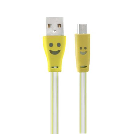 1.0M USB 2.0 to Micro USB Smile LED Charging Data Line for Tablet Cell Phone 5
