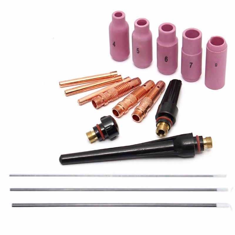 17Pcs TIG Welding Torch Cup Collet Body Nozzle Tungsten Kit WP-17 WP-18 WP-26 2 17Pcs TIG Welding Torch Cup Collet Body Nozzle Tungsten Kit WP-17 WP-18 WP-26 - Image 2