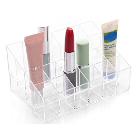 24 Lipstick Holder Display Stand Clear Acrylic Makeup Organizer Sundry Transparent Storge Boxes 3