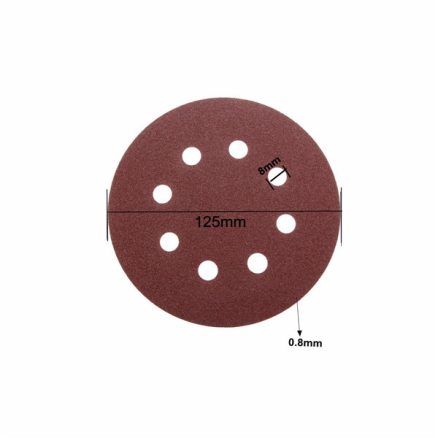 100pcs 125mm 8 Holes Abrasive Sand Discs 60-240 Grit Sanding Papers 7