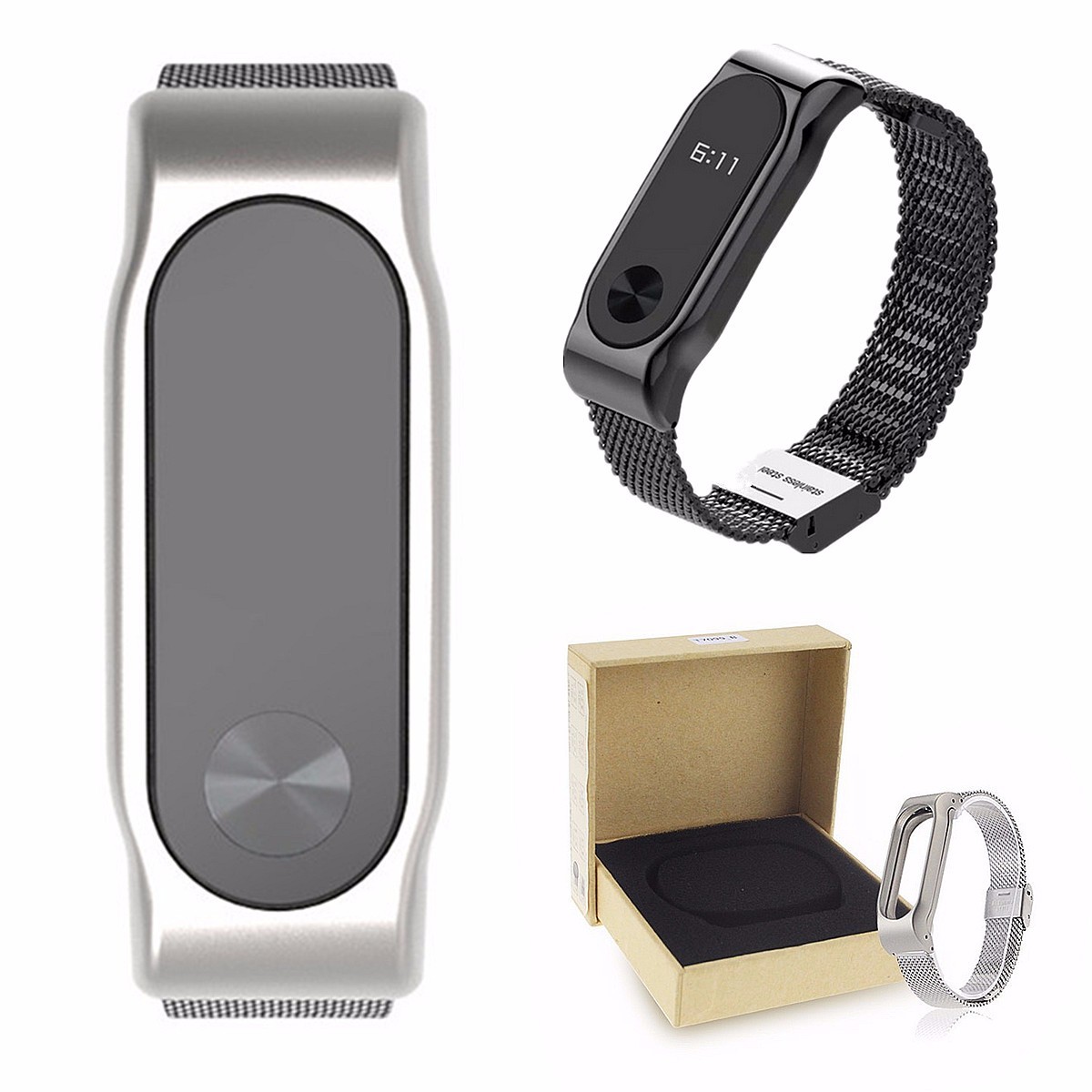 Replacement Stainless Steel Frame Bracelet Wristband For Xiaomi Miband 2 Non-original 1