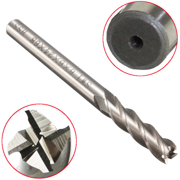 6mm Shank Aluminum Hard HSS Cutter Blade 6?—6?—24?—68mm Lengthened End Mill Router Bit 2