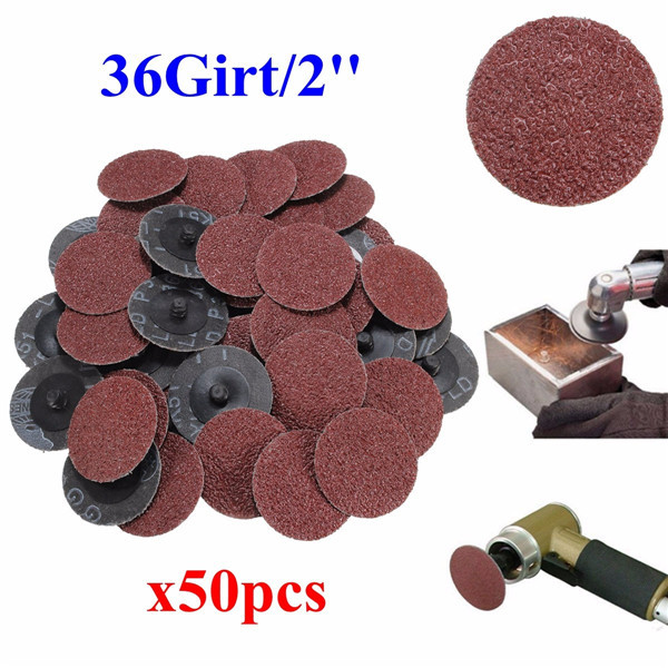 50pcs 36 Grit 2 Inch 50mm Roll Lock Sanding Discs Abrasive Tool for Dremel 1