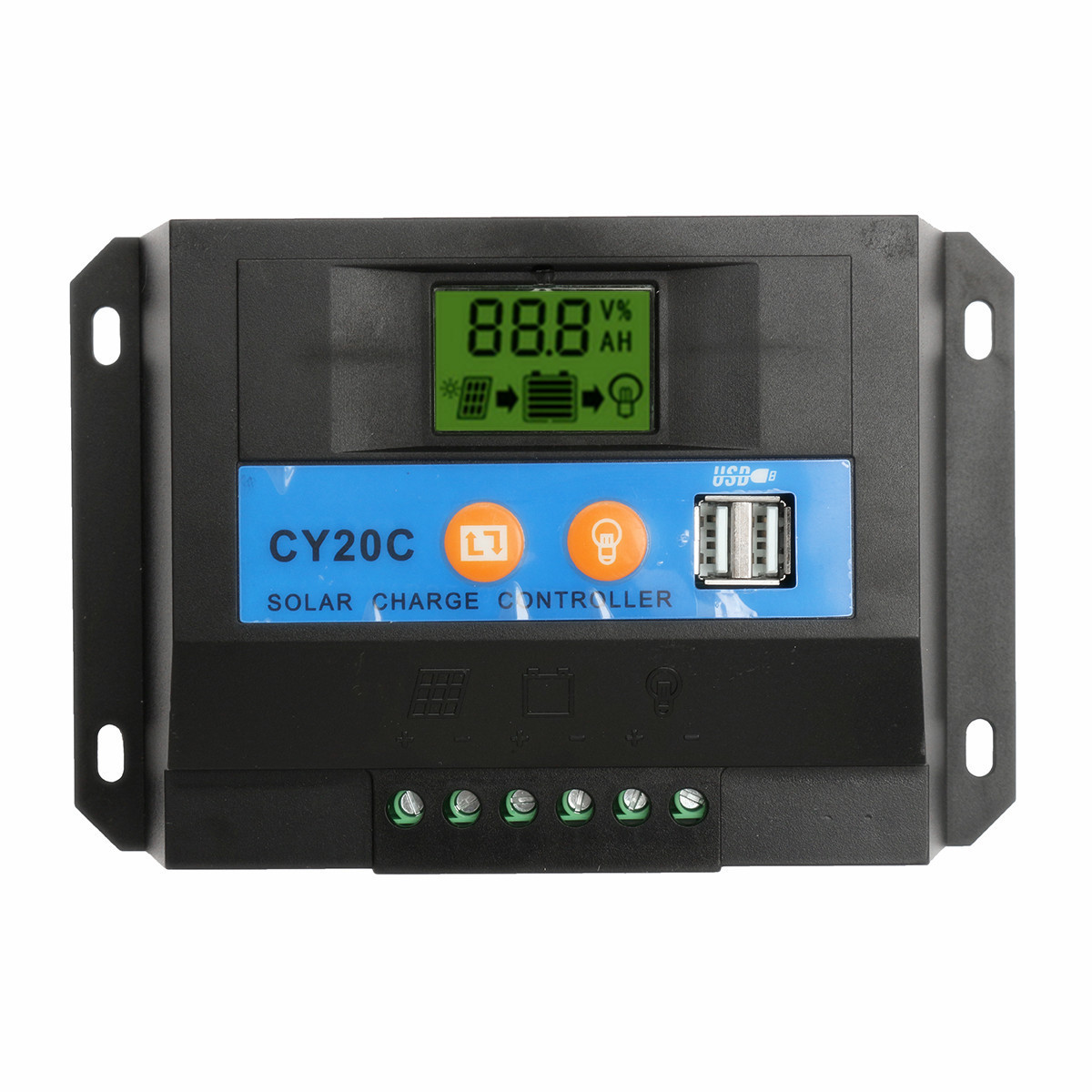 20A 12V/24V LCD Solar Charge Controller Panel Battery Regulator With 2 USB Ports 1