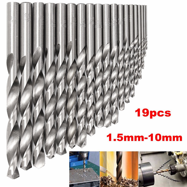 19pcs 1.5mm to 10mm HSS Twist Drill Bit Set 1 19pcs 1.5mm to 10mm HSS Twist Drill Bit Set