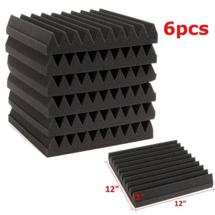 6Pcs 30x30x5CM Soundproofing Acoustic Wedge Foam Tiles Wall Panels 1