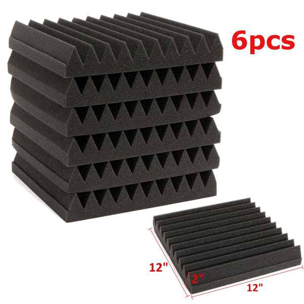 6Pcs 30x30x5CM Soundproofing Acoustic Wedge Foam Tiles Wall Panels 2