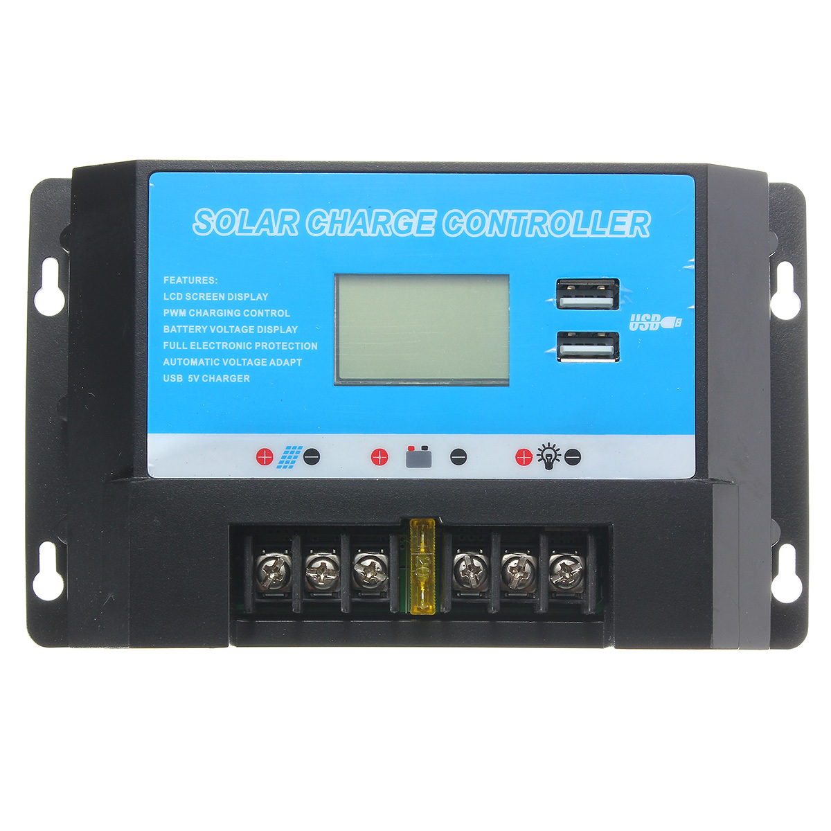 LCD 20A 12/24V Solar Charge Controller Regulator with USB Port 2