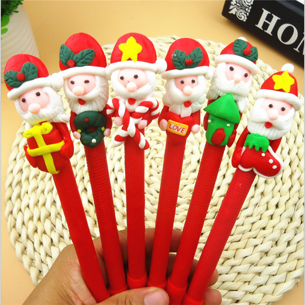 Christmas Santa Claus Crutches Style Soft Ceramic Ball Pen Cartoon Christmas Gifts Ballpoint 2