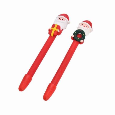 Christmas Santa Claus Crutches Style Soft Ceramic Ball Pen Cartoon Christmas Gifts Ballpoint 3