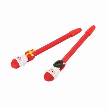 Christmas Santa Claus Crutches Style Soft Ceramic Ball Pen Cartoon Christmas Gifts Ballpoint 4