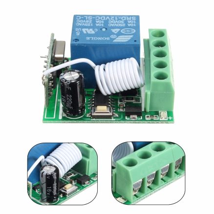 5Pcs DC12V 10A 1CH 433MHz Wireless Relay RF Remote Control Switch Receiver 2