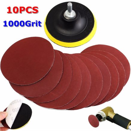 10pcs 4 Inch 1000 Grit Sandpaper with Backer Pad and Drill Adapter 2