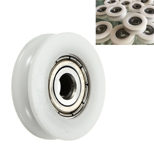 5x24x7mm U Notch Nylon Round Pulley Wheel Roller For 3.8mm Rope Ball Bearing 2