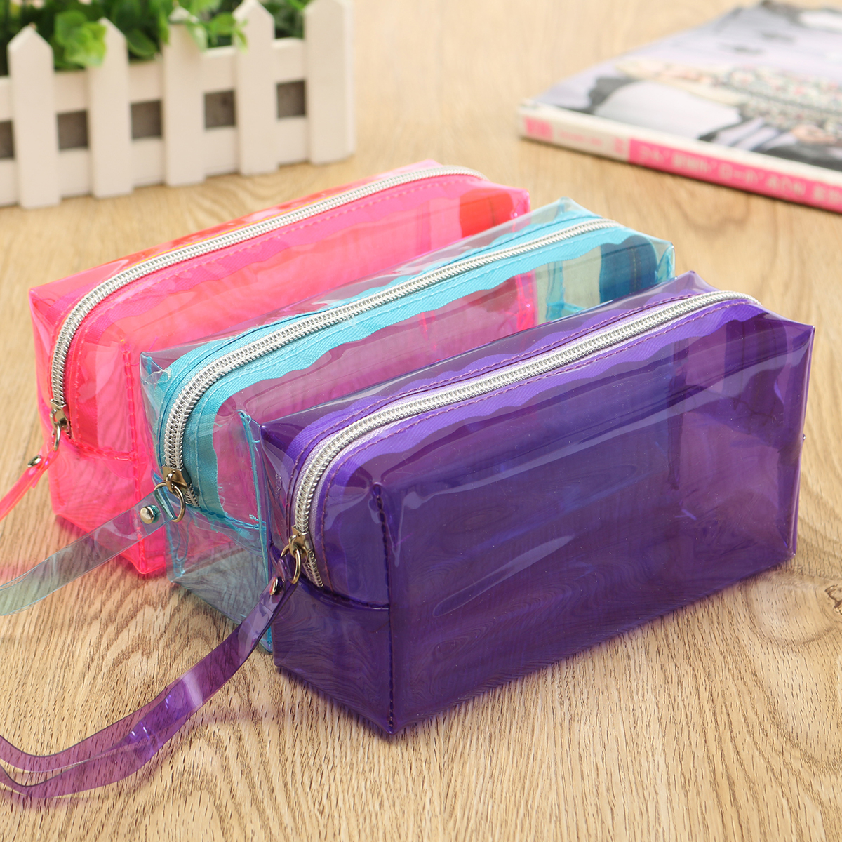 Clear Cosmetic Bags Pouch Zipper Toiletry Multifunctional Plastic PP Bag Lady Makeup Case L Size 1