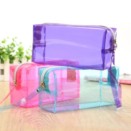 Clear Cosmetic Bags Pouch Zipper Toiletry Multifunctional Plastic PP Bag Lady Makeup Case L Size 2