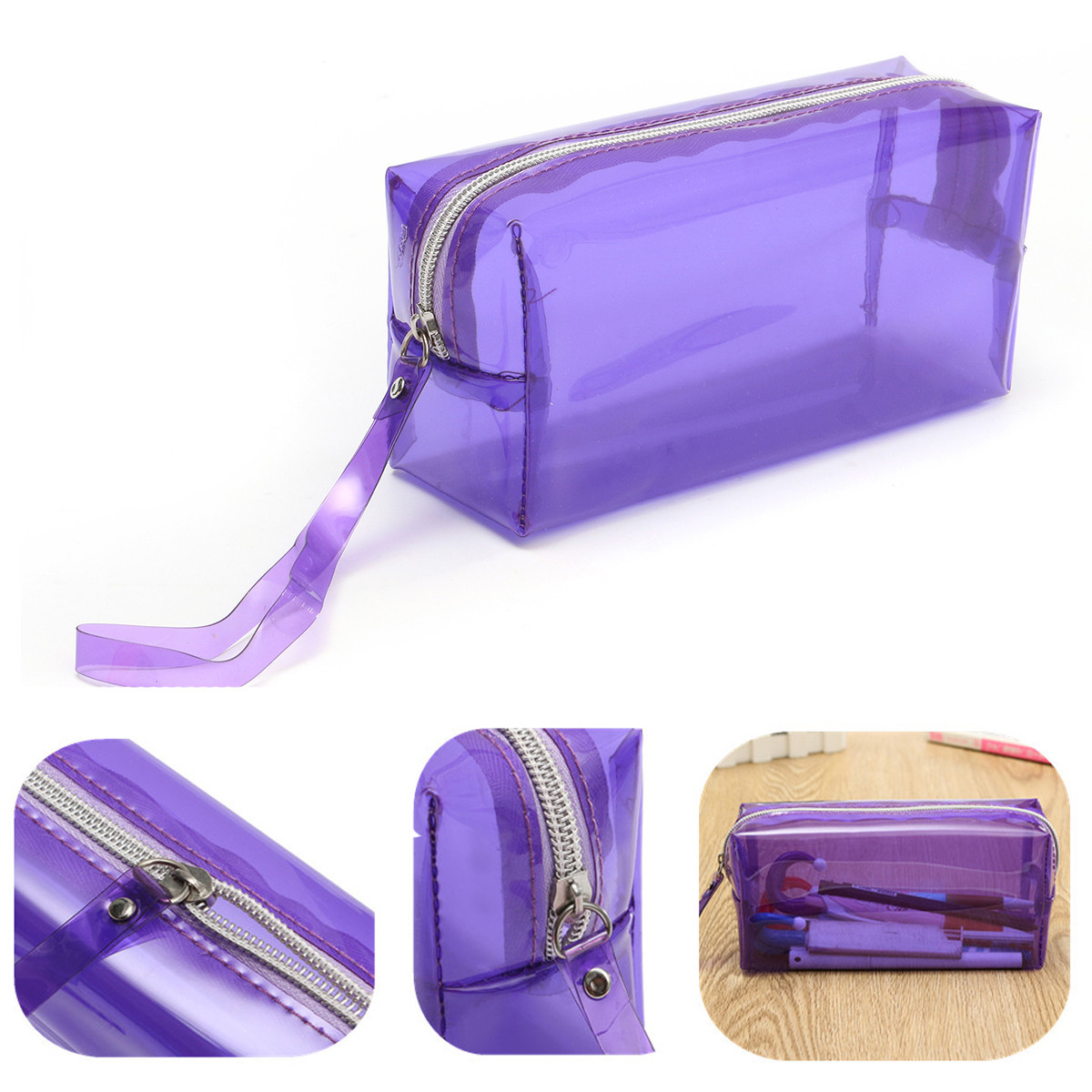Clear Cosmetic Bags Pouch Zipper Toiletry Multifunctional Plastic PP Bag Lady Makeup Case L Size 3 Clear Cosmetic Bags Pouch Zipper Toiletry Multifunctional Plastic PP Bag Lady Makeup Case L Size - Image 3