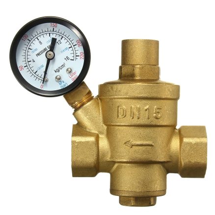 Adjustable DN15 Bspp Brass Water Pressure Reducing Valve with Gauge Flow 1