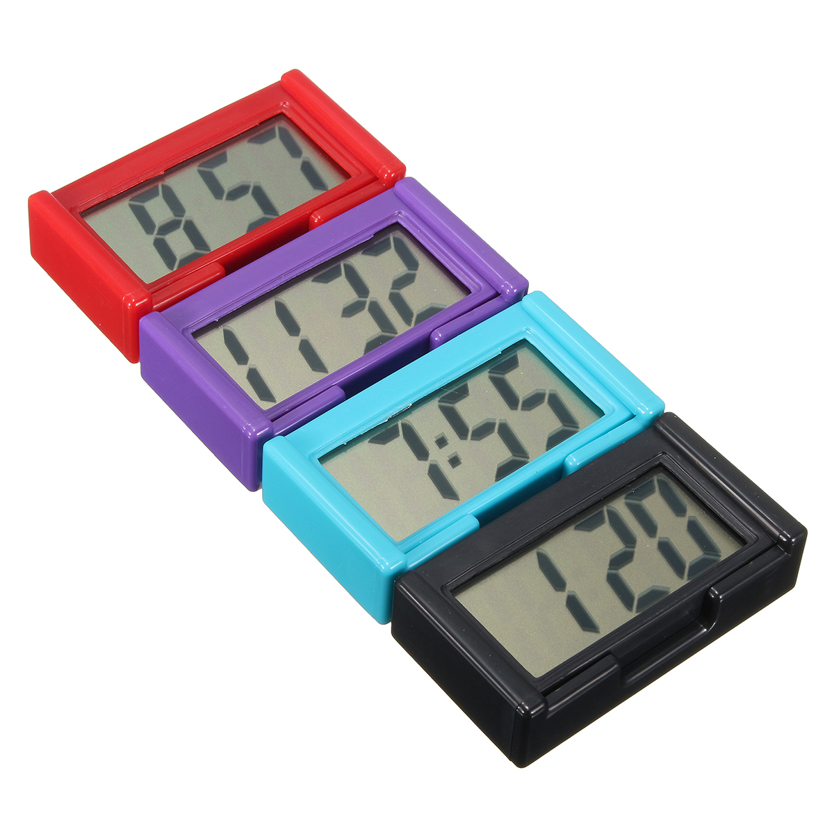 4 Colors Automotive Digital Car LCD Clock Self-Adhesive Stick On Time Portable 2