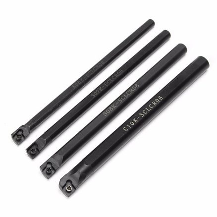 4pcs 6/7/8/10mm SCLCR06 Turning Tool Holder Lathe Boring Bar With 10pcs CCMT060204 Inserts 5