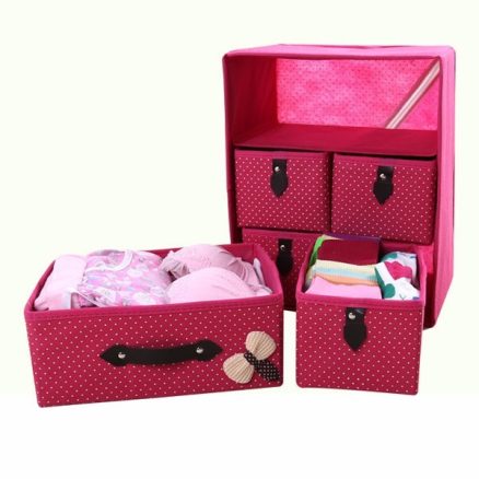 Three Layer Storage Box Five Drawer Non-woven Underwear Cosmetic Makeup Sundries Organizer 4