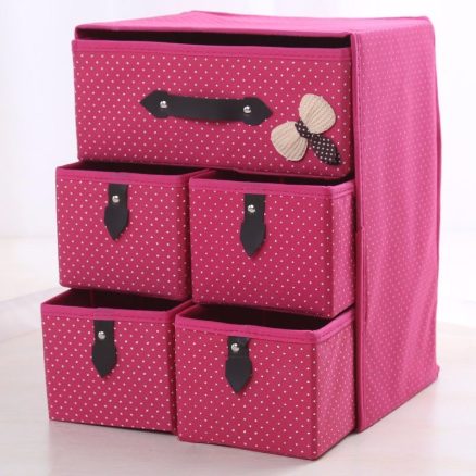 Three Layer Storage Box Five Drawer Non-woven Underwear Cosmetic Makeup Sundries Organizer 5
