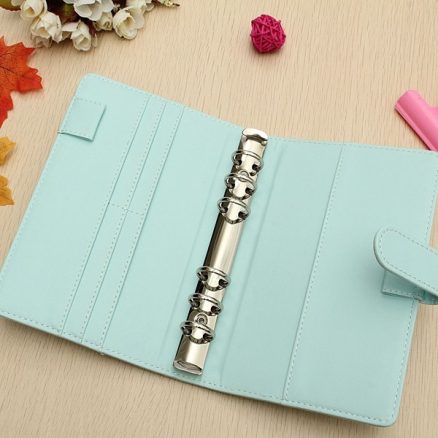 A6 Faux Leather Loose Leaf Notebook Weekly Monthly Planner Diary Cover 4