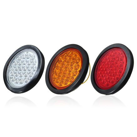 24 LED Red White Yellow Round Rear Tail Stop Light Brake Lamp Reflector for Truck Trailer Bus Boat 5