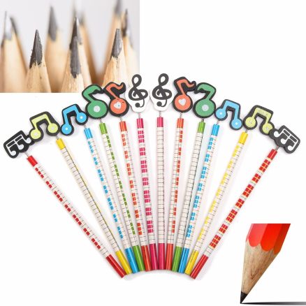 12 Pcs Wooden Pencils Musical Note Patterns Cartoon Pencils Writing Painting Stationery Gifts for Children 3