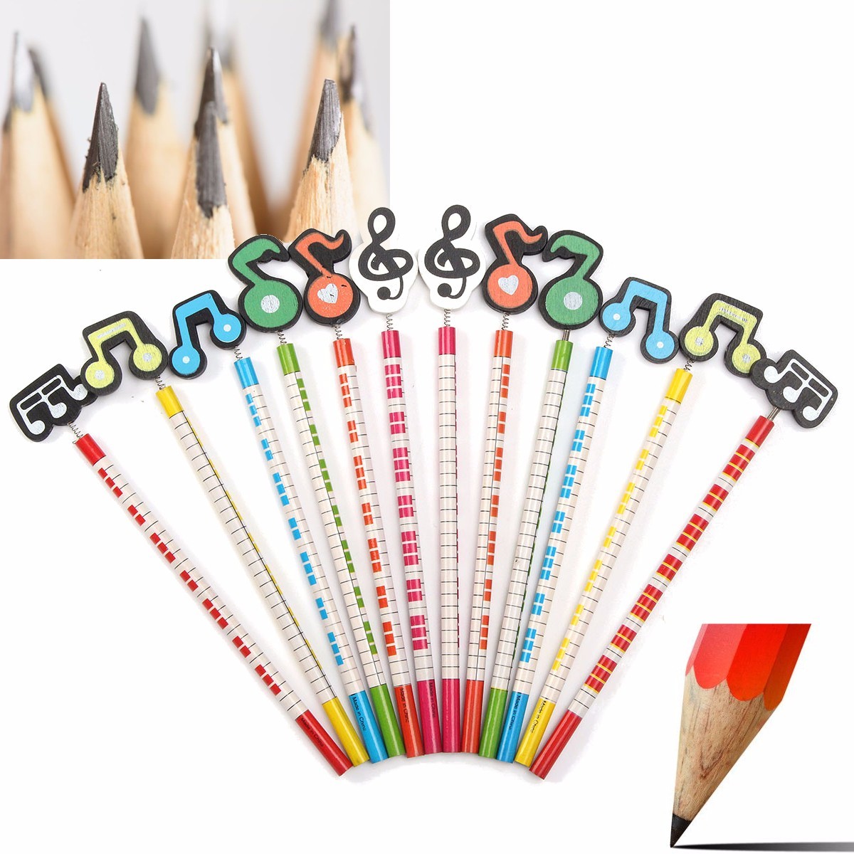 12 Pcs Wooden Pencils Musical Note Patterns Cartoon Pencils Writing Painting Stationery Gifts for Children 3 12 Pcs Wooden Pencils Musical Note Patterns Cartoon Pencils Writing Painting Stationery Gifts for Children - Image 3