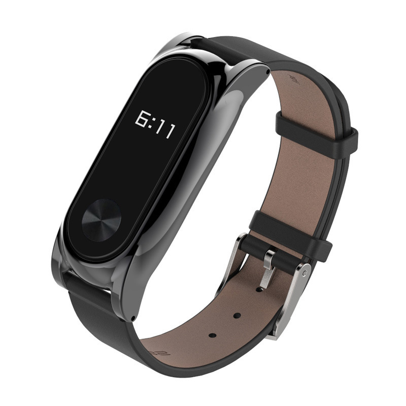 Mijobs Leather Bracelet Replacement for Xiaomi MiBand 2 Wrist Strap Smartband Non-original 1 Mijobs Leather Bracelet Replacement for Xiaomi MiBand 2 Wrist Strap Smartband Non-original