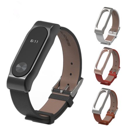 Mijobs Leather Bracelet Replacement for Xiaomi MiBand 2 Wrist Strap Smartband Non-original 2