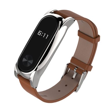 Mijobs Leather Bracelet Replacement for Xiaomi MiBand 2 Wrist Strap Smartband Non-original 3