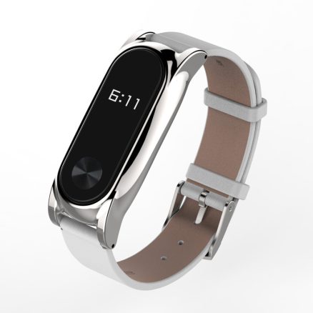 Mijobs Leather Bracelet Replacement for Xiaomi MiBand 2 Wrist Strap Smartband Non-original 4