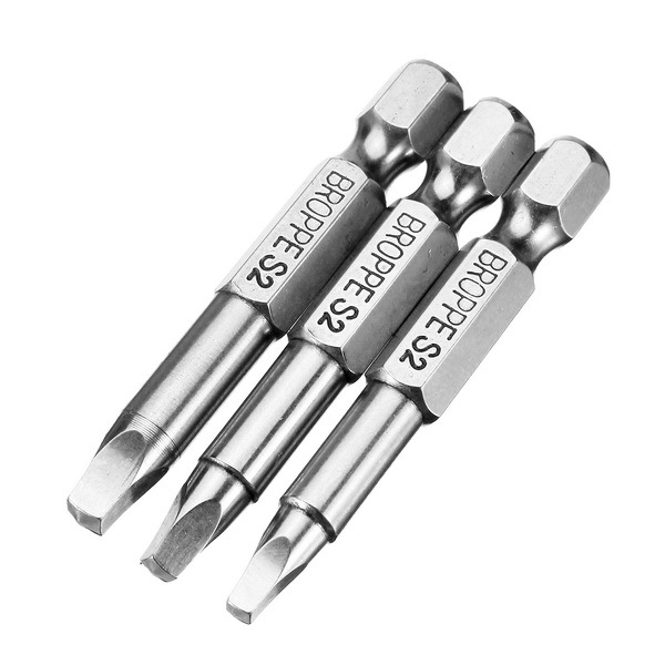 BROPPE 3Pcs 50mm S1-S3 Magnetic Square Head Screwdriver Bits 1/4 Inch Hex Shank 1