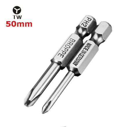 BROPPE 2Pcs 50mm Magnetic Y Shaped Screwdriver Bits 1/4 Inch Hex Shank 2