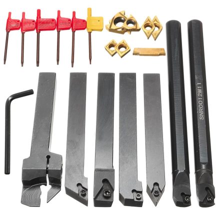 Drillpro 7pcs 12mm Shank Lathe Set Boring Bar Turning Tool Holder with Carbide Inserts CCMT060204 DCMT070204 3