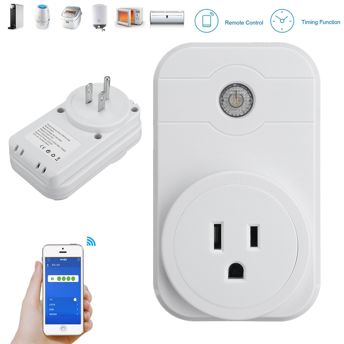 SW1 Wireless WIFI Socket Androind/iOS Phone Remote Control Smart Timer Socket Switch US Plug 2