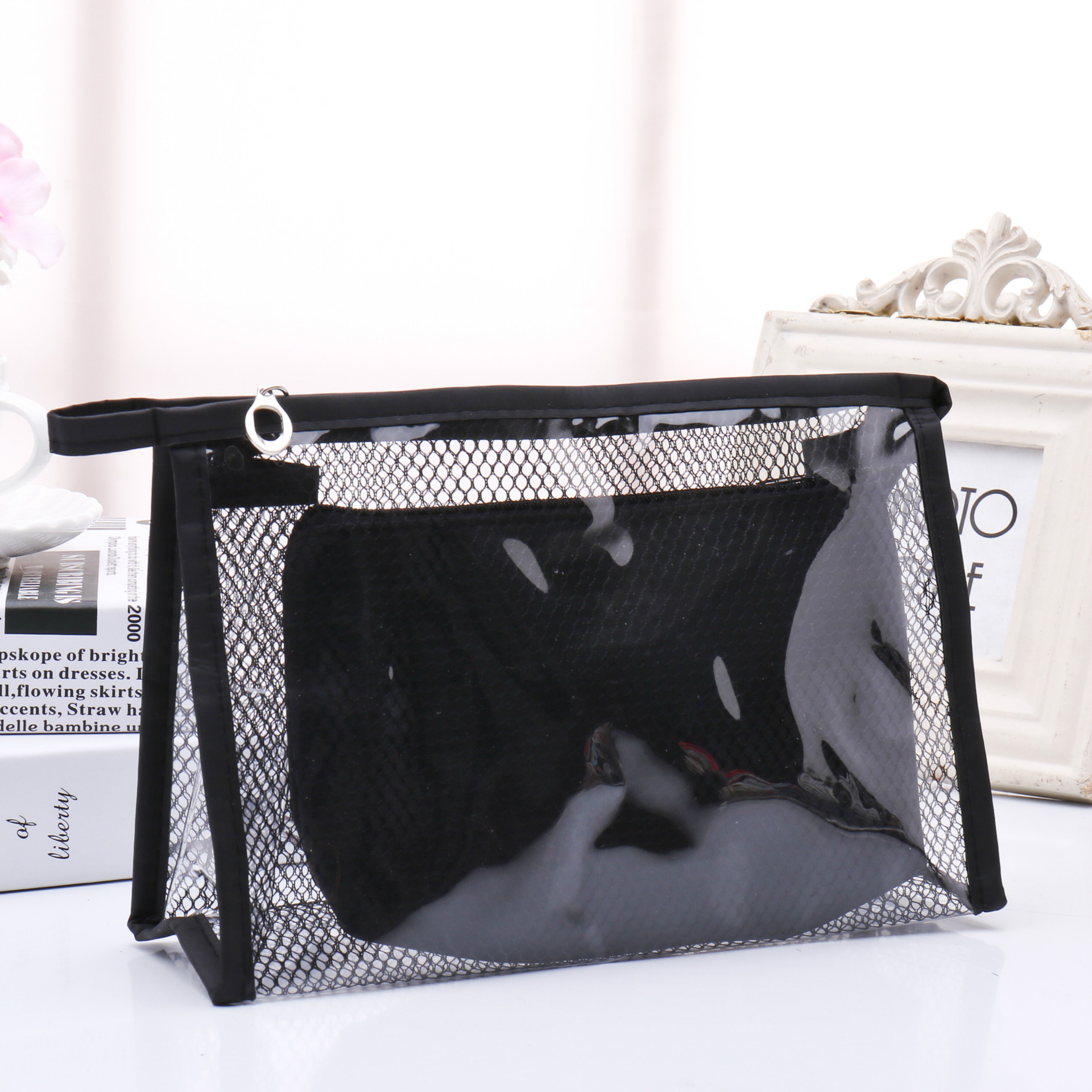 Honana BX-112 Waterproof PVC Cosmetic Bags Two-piece Suit Net Travel Makeup Transparent Bag 4 Honana BX-112 Waterproof PVC Cosmetic Bags Two-piece Suit Net Travel Makeup Transparent Bag - Image 4