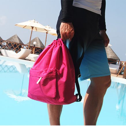 KC-SK01 Travel Waterproof Storage Bag Wet Dry Seperated Drawstring Bag Light Weight Backpack 4