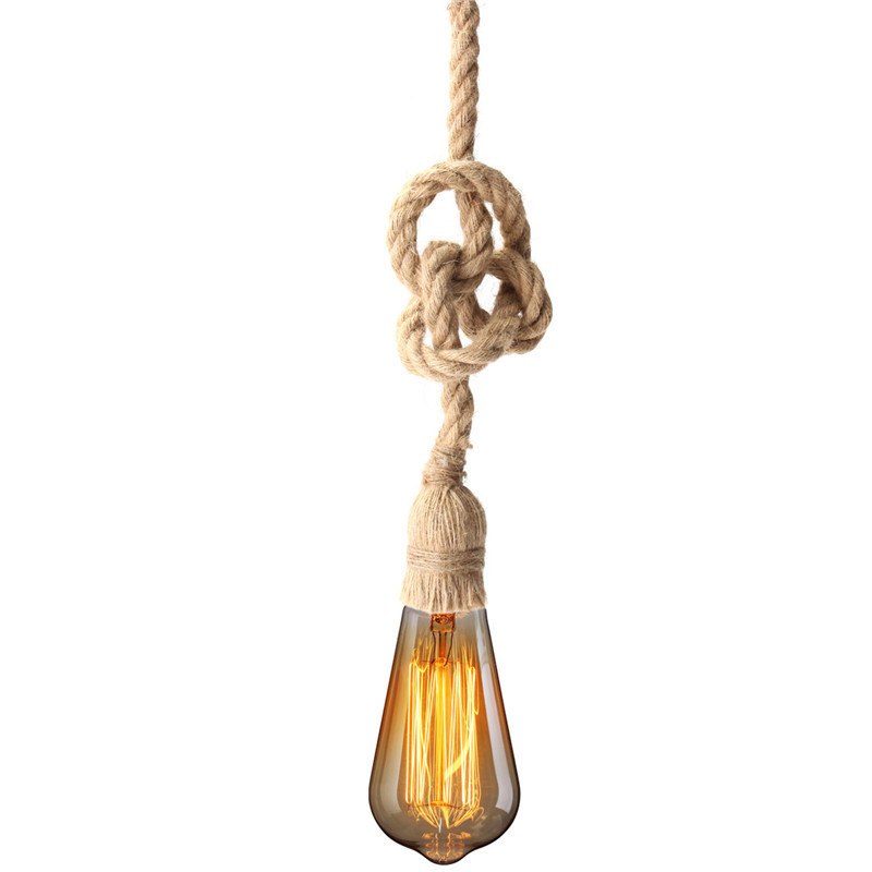 E27 1M Single Head Industrial Pendant Retro Vintage Edison Rope Ceiling Lamp Holder 2