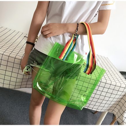 Honana HN-B65 Colorful Waterproof PVC Travel Storage Bag Clear Large Beach Outdoor Tote Bag 5